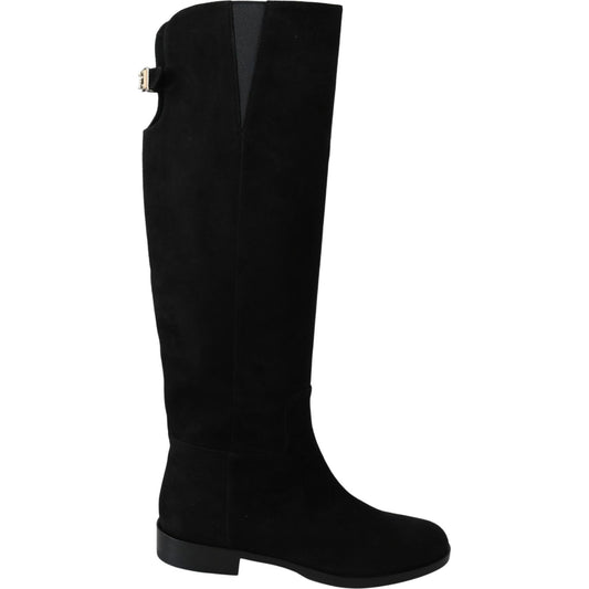 Dolce & Gabbana Black Suede Knee High Flat Boots Shoes 1728,67345645728,Black,Boots - Shoes,Boots - Women - Shoes,Dolce & Gabbana,EU35/US4.5,Flat - Boots - Shoes,New with tags,Over The Knee - Boots - Shoes,Shoes,Women,Women - Shoes