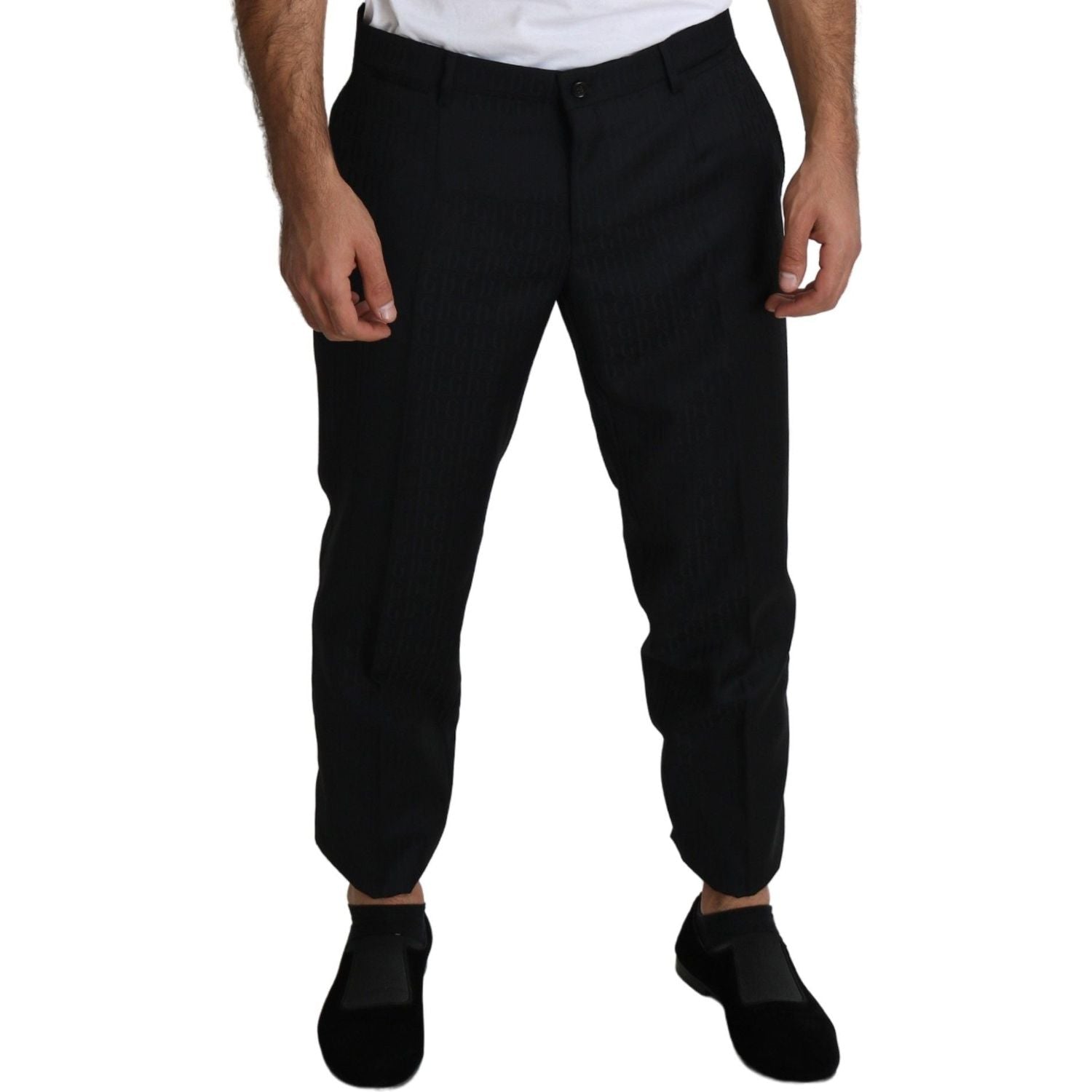 Dolce & Gabbana Black Wool Skinny Cropped Trouser Dress
