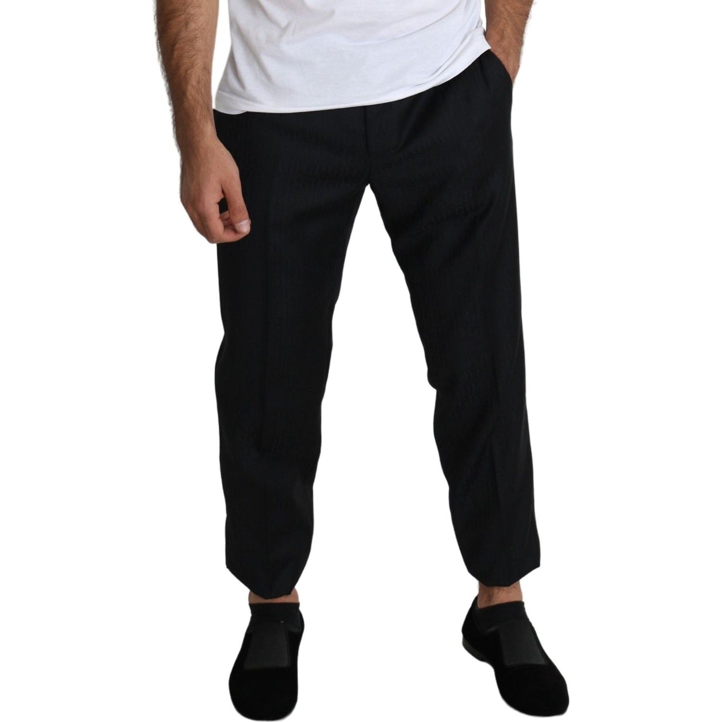 Dolce & Gabbana Elegant Black Virgin Wool Cropped Pants Jeans & Pants Dolce & Gabbana