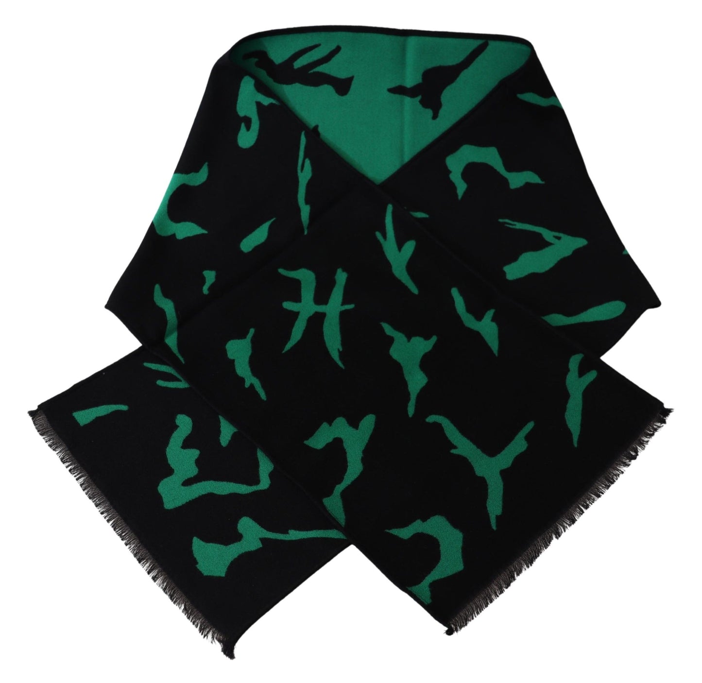 Givenchy Elegant Wool Silk Black Unisex Scarf Givenchy