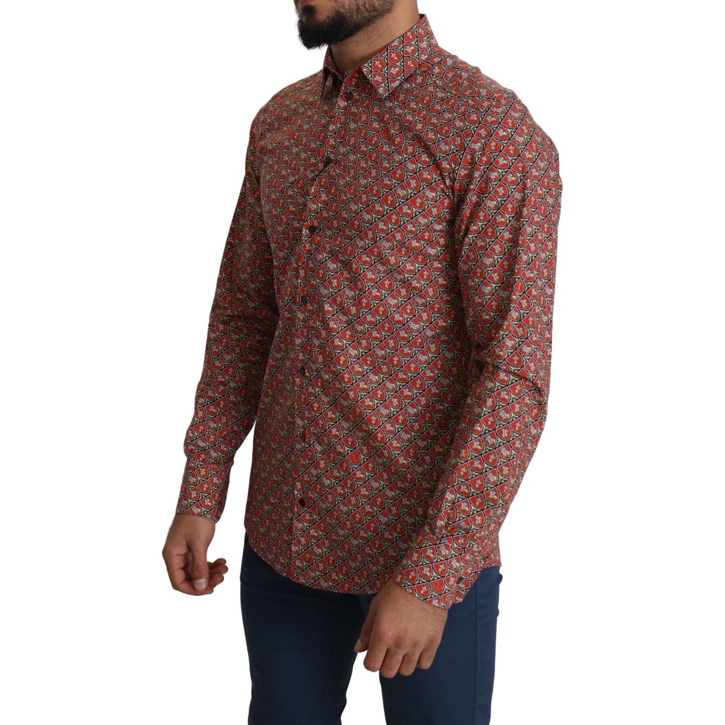 Dolce & Gabbana Elegant Red Martini Fit Cotton Shirt Dolce & Gabbana