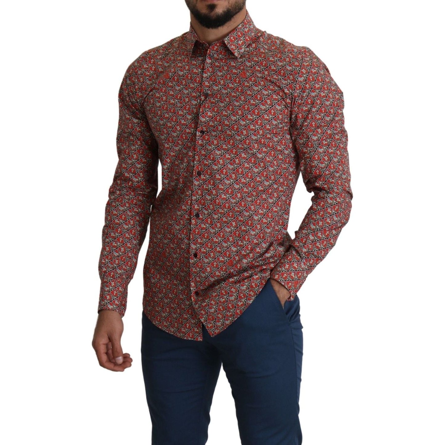 Dolce & Gabbana Elegant Red Martini Fit Cotton Shirt Dolce & Gabbana