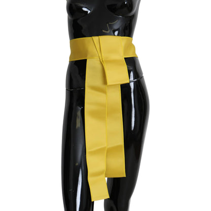Dolce & Gabbana Yellow Wide Snap Button Closure Silk Belt