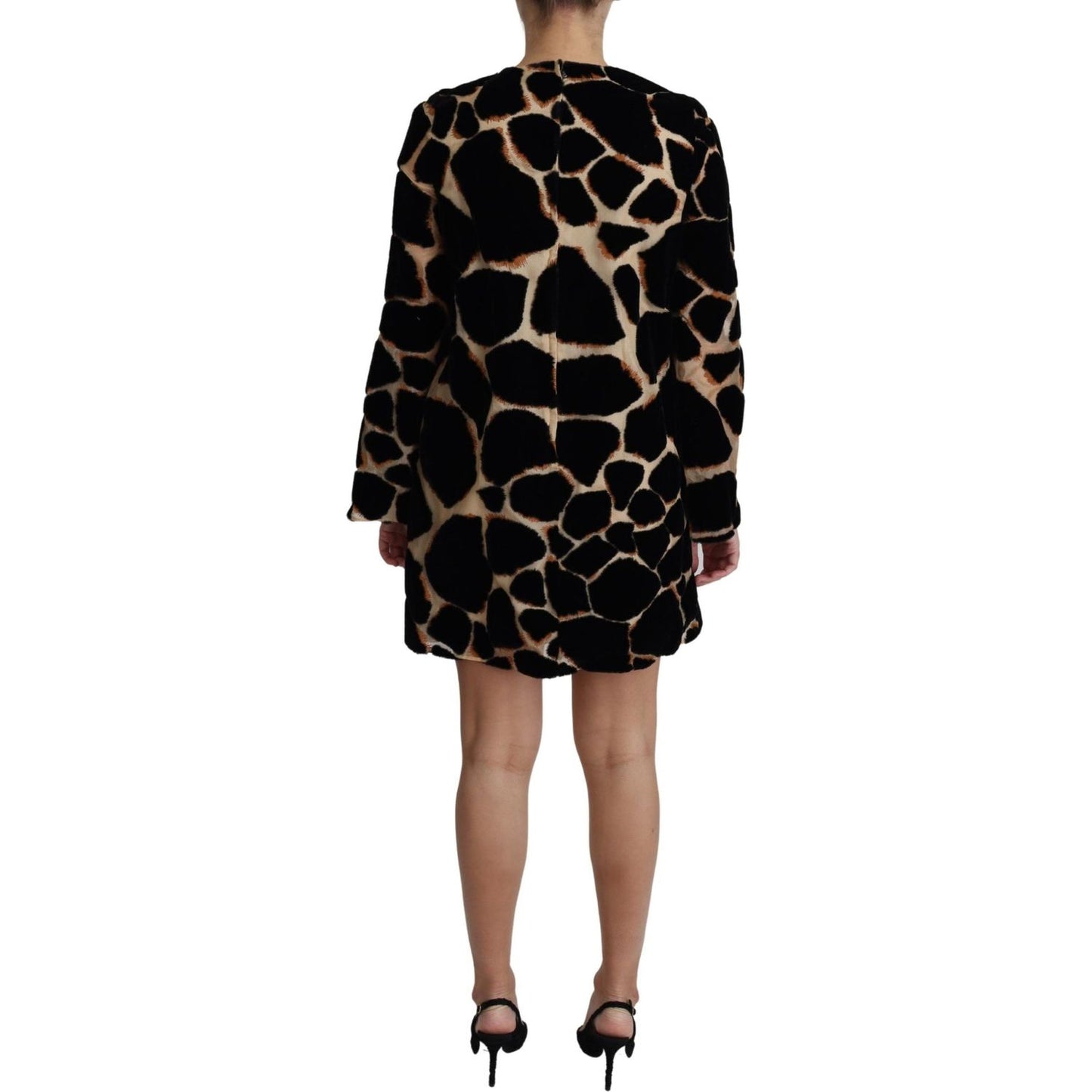 Dolce & Gabbana Black Giraffe Print Shift Mini Dress 1728,67345645728,Black,Clothing,Dolce & Gabbana,Dresses - Clothing,Dresses - Women - Clothing,IT36 | XS,Longsleeve - Dresses - Clothing,Material: 74% Nylon 26% Silk,New with tags,Short - Dresses - Cloth