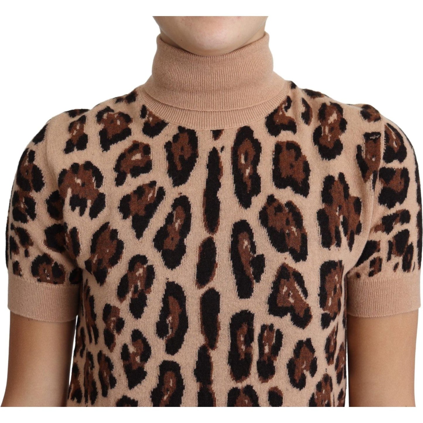 Dolce & Gabbana Elegant Leopard Print Wool Turtleneck Top Dolce & Gabbana