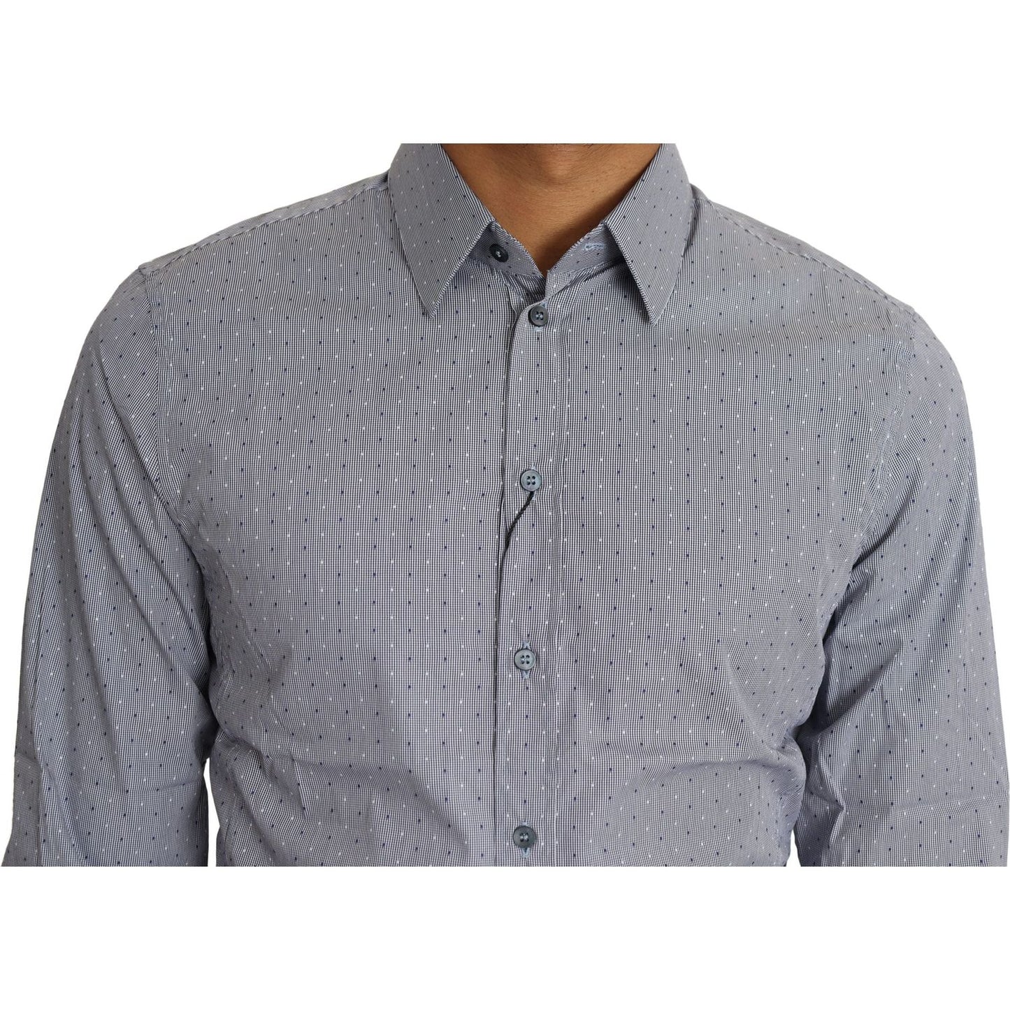 Dolce & Gabbana Gray Dotted Semi Fitted Formal SICILIA Shirt
