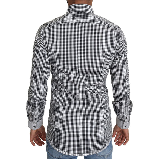 Dolce & Gabbana Elegant Black & White Checkered Gold Casual Shirt Dolce & Gabbana