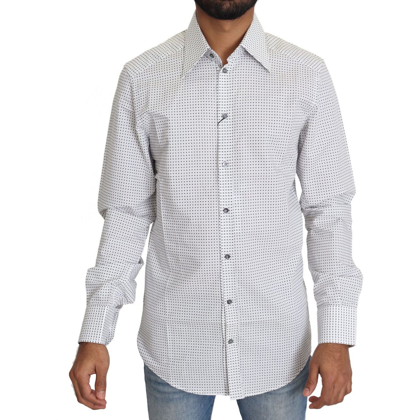 Dolce & Gabbana Elegant Slim Fit Polka Dot Dress Shirt Dolce & Gabbana