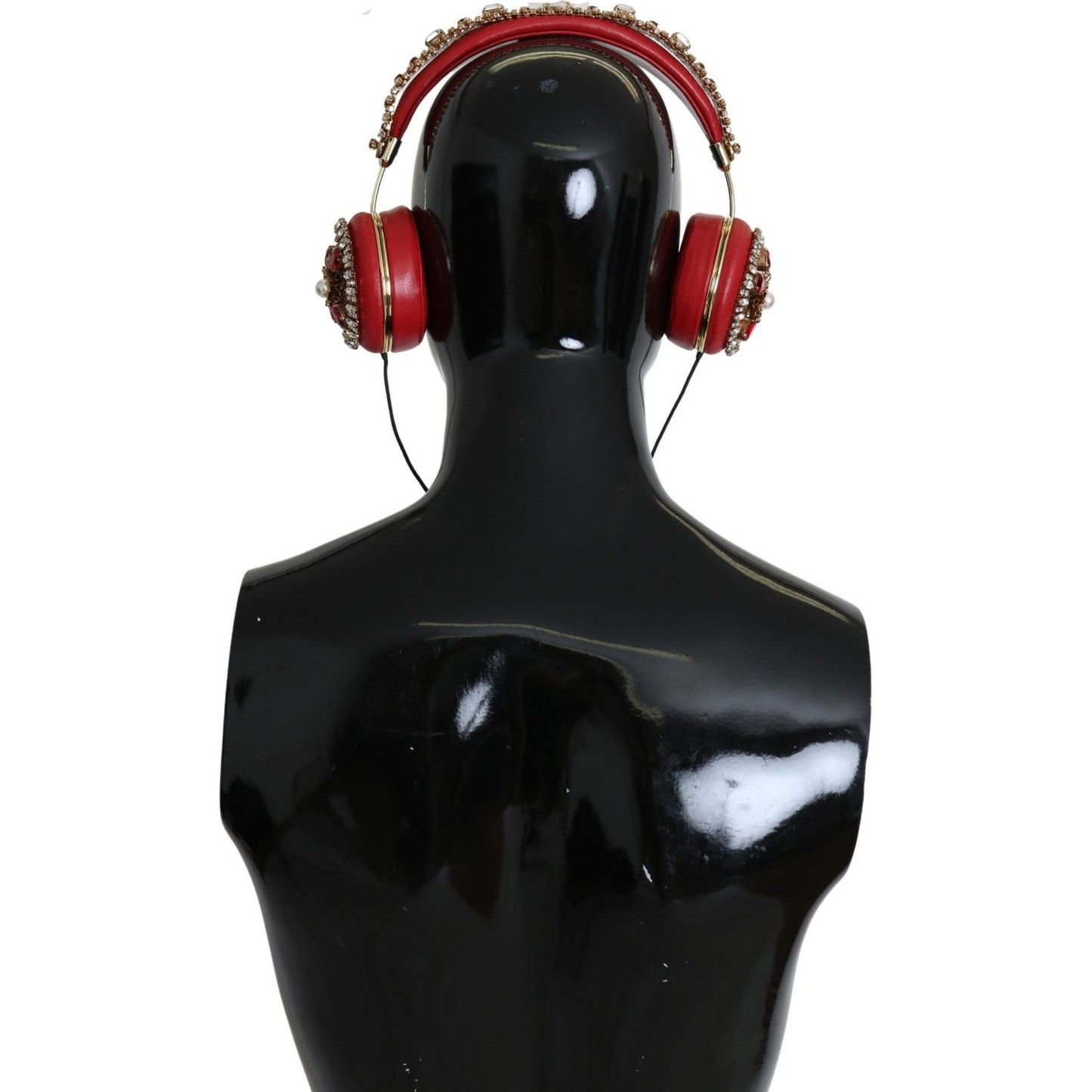 Dolce & Gabbana Exquisite Red Crystal Leather Headphones Dolce & Gabbana