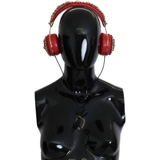 Dolce & Gabbana FRENDS Leather Red Floral Crystal Headset Headphones