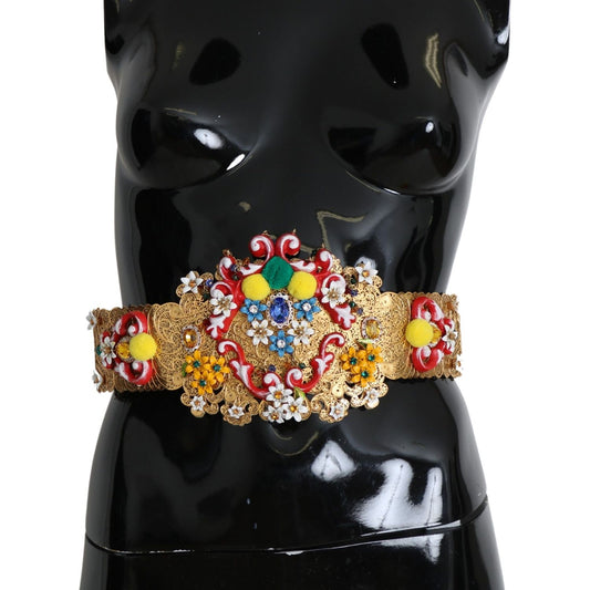 Dolce & Gabbana multicolor Embellished Floral Crystal Wide Waist Belt Dolce & Gabbana