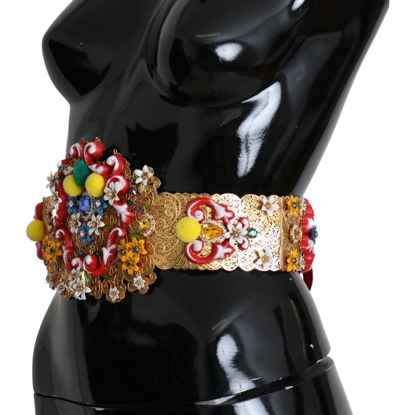Dolce & Gabbana multicolor Embellished Floral Crystal Wide Waist Belt