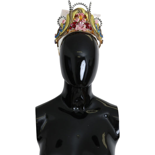 Dolce & Gabbana Gold Brass Floral Crystals LED Lights Crown Tiara Diadem Dolce & Gabbana