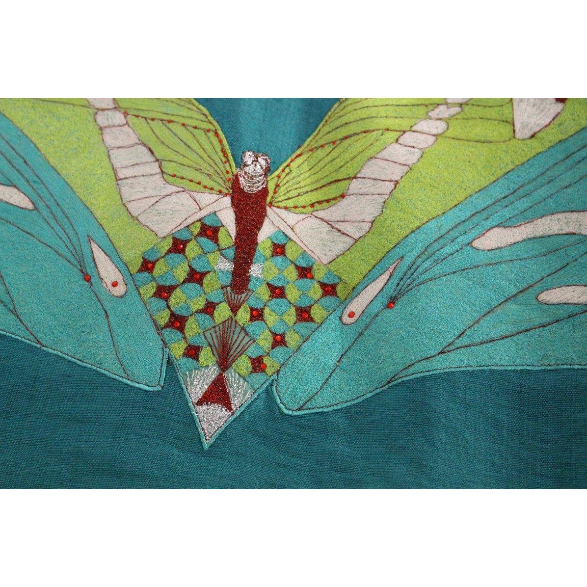 优雅刺绣绿色迷你连衣裙