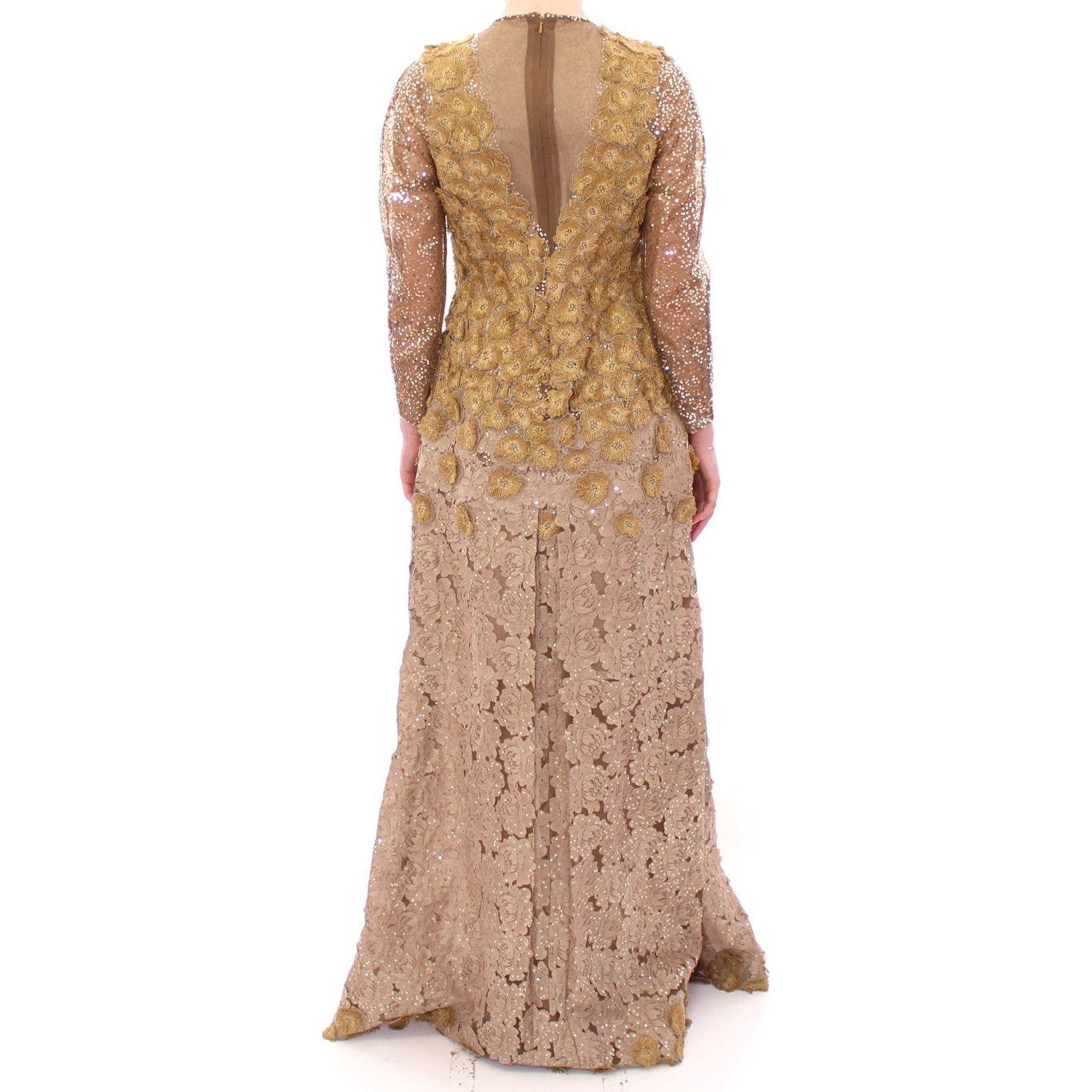 Lanre Da Silva Ajayi GOLD Long Lace Maxi Crystal Dress Lanre Da Silva Ajayi