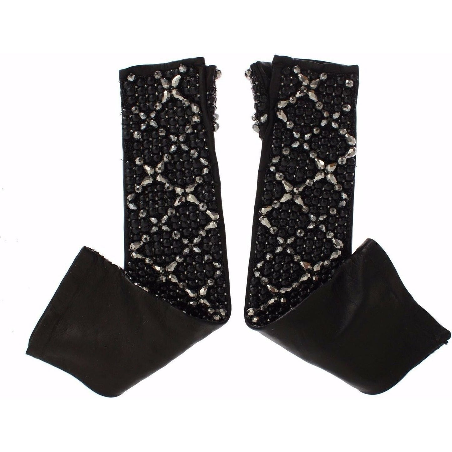 Dolce & Gabbana Elegant Crystal Beaded Leather Gloves Dolce & Gabbana