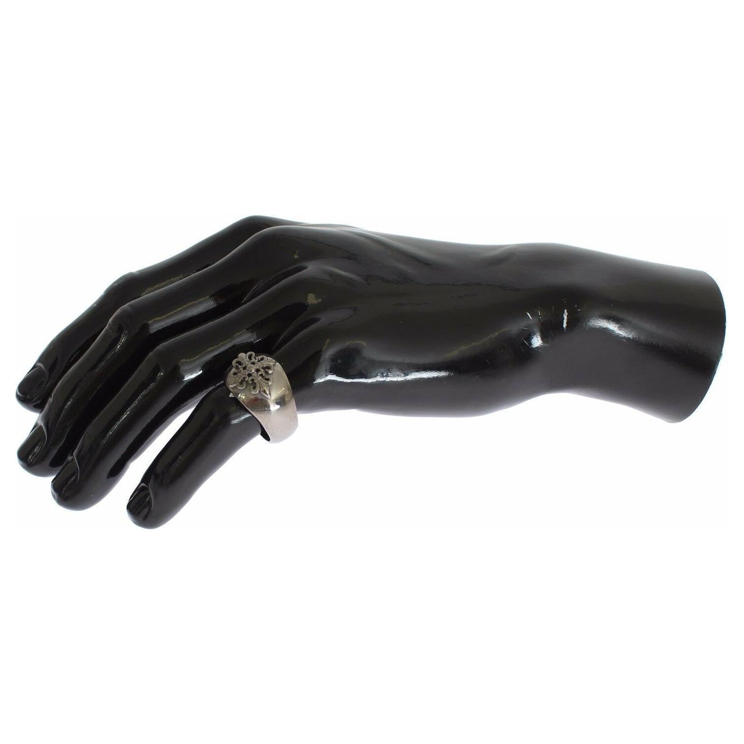 纯银镀铑男士个性戒指