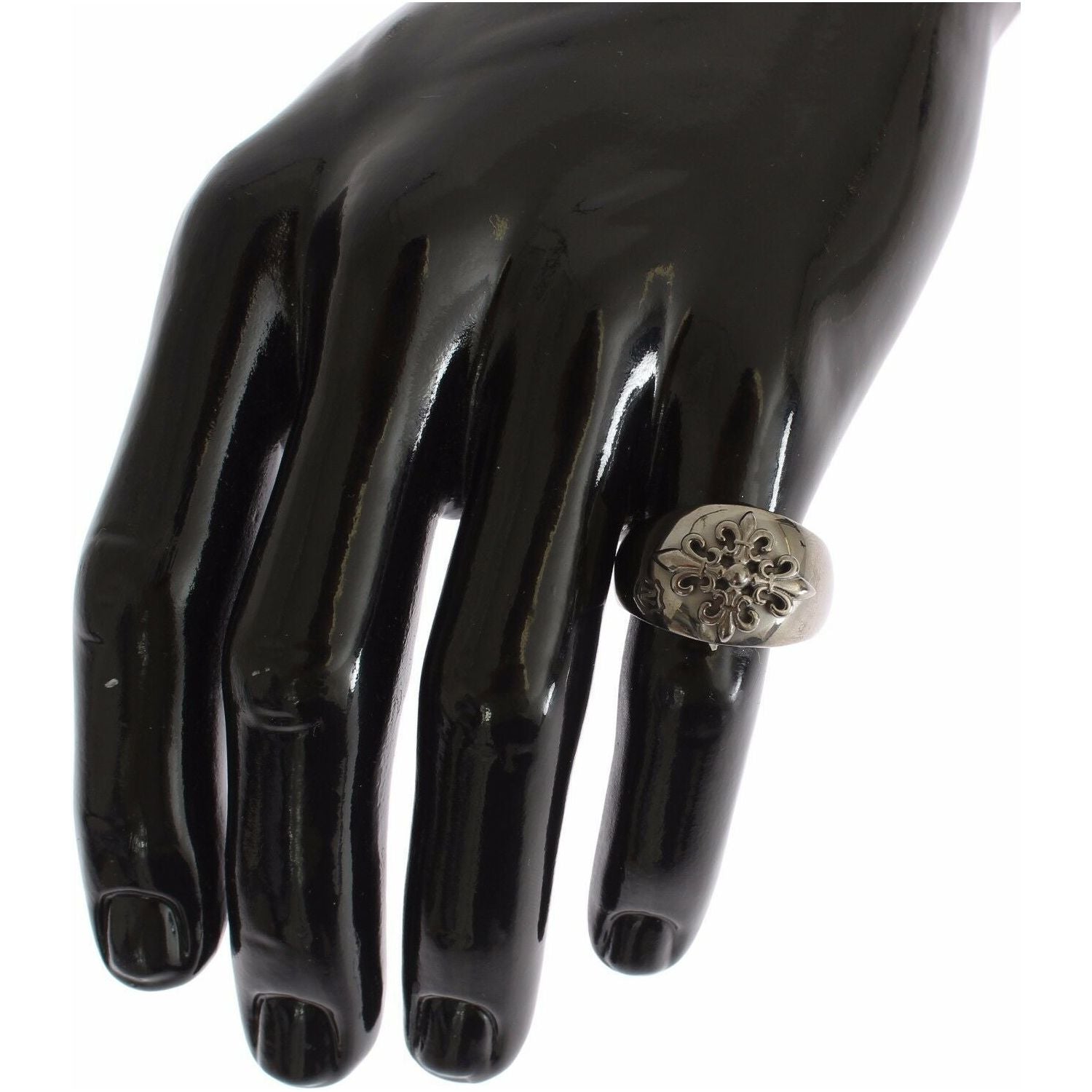 纯银镀铑男士个性戒指