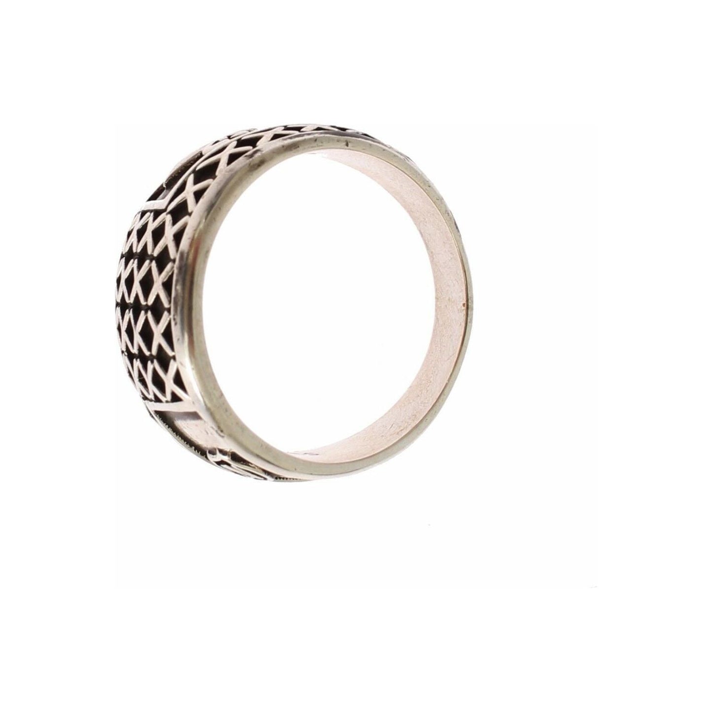 Nialaya Elegant Silver Band with Black Accents Ring Nialaya