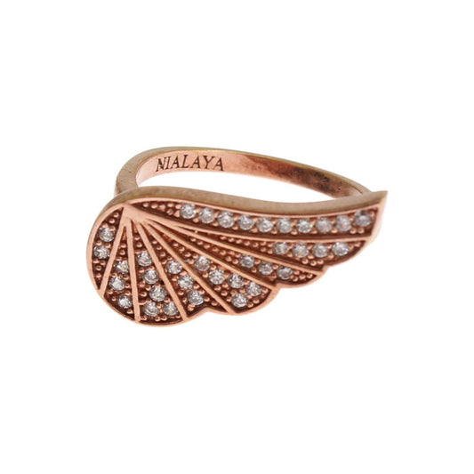 Nialaya Pink Gold 925 Silver Womens Clear CZ Ring Nialaya