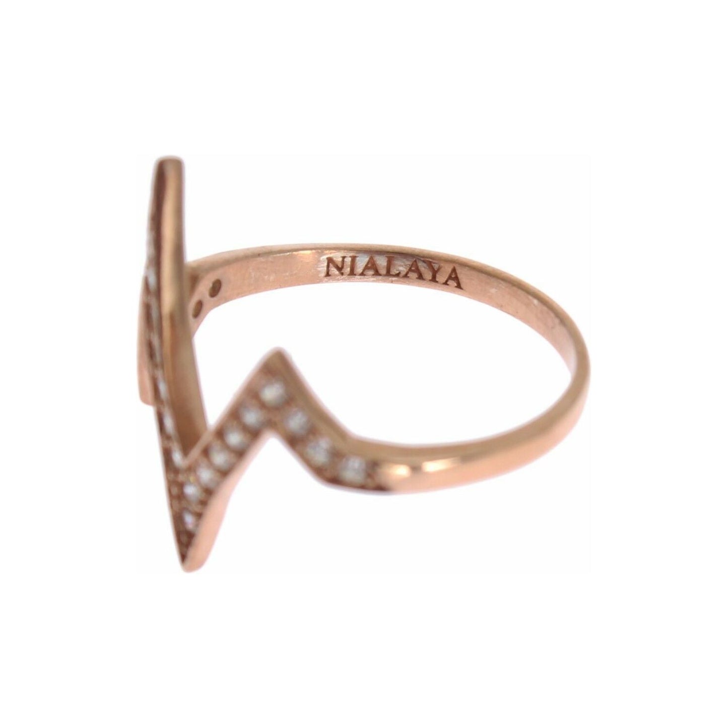 Nialaya Pink Gold 925 Silver Womens Clear Ring Nialaya