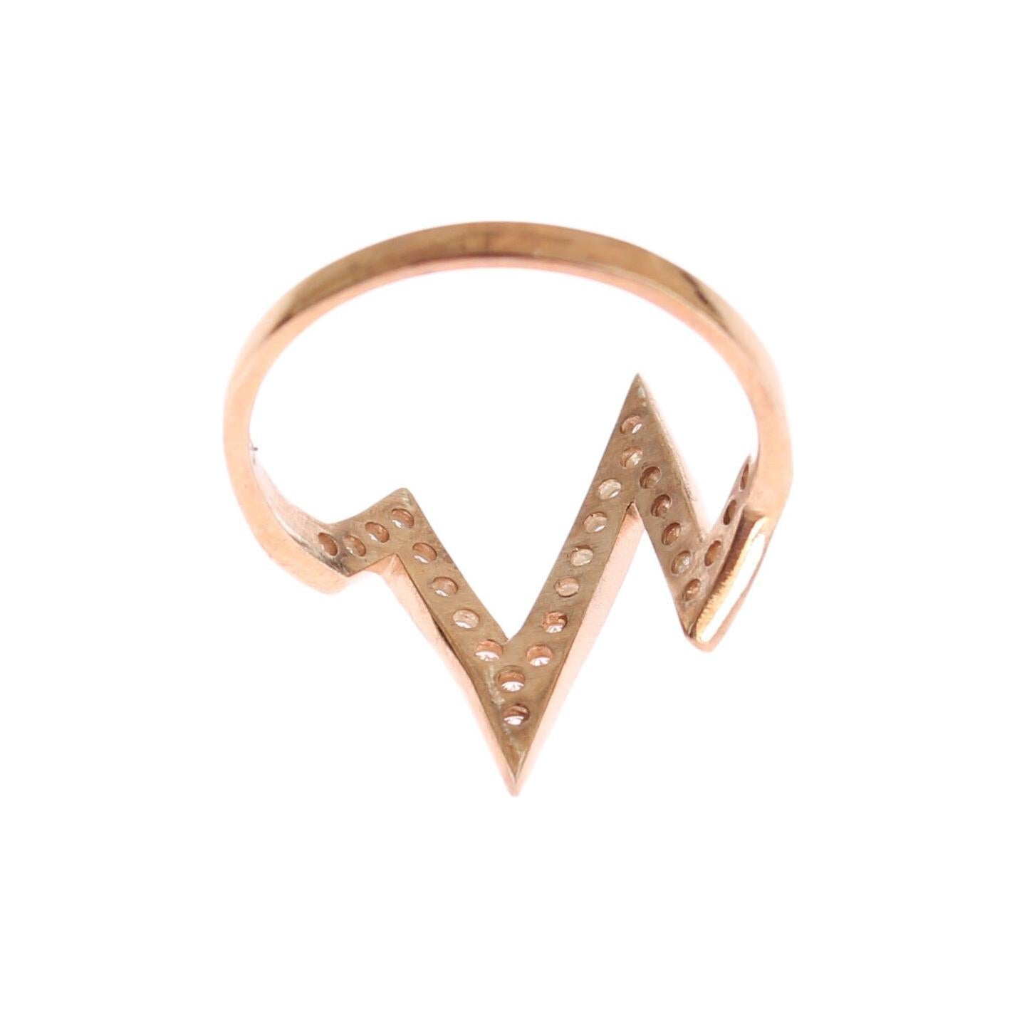 Nialaya Pink Gold 925 Silver Womens Clear Ring Nialaya