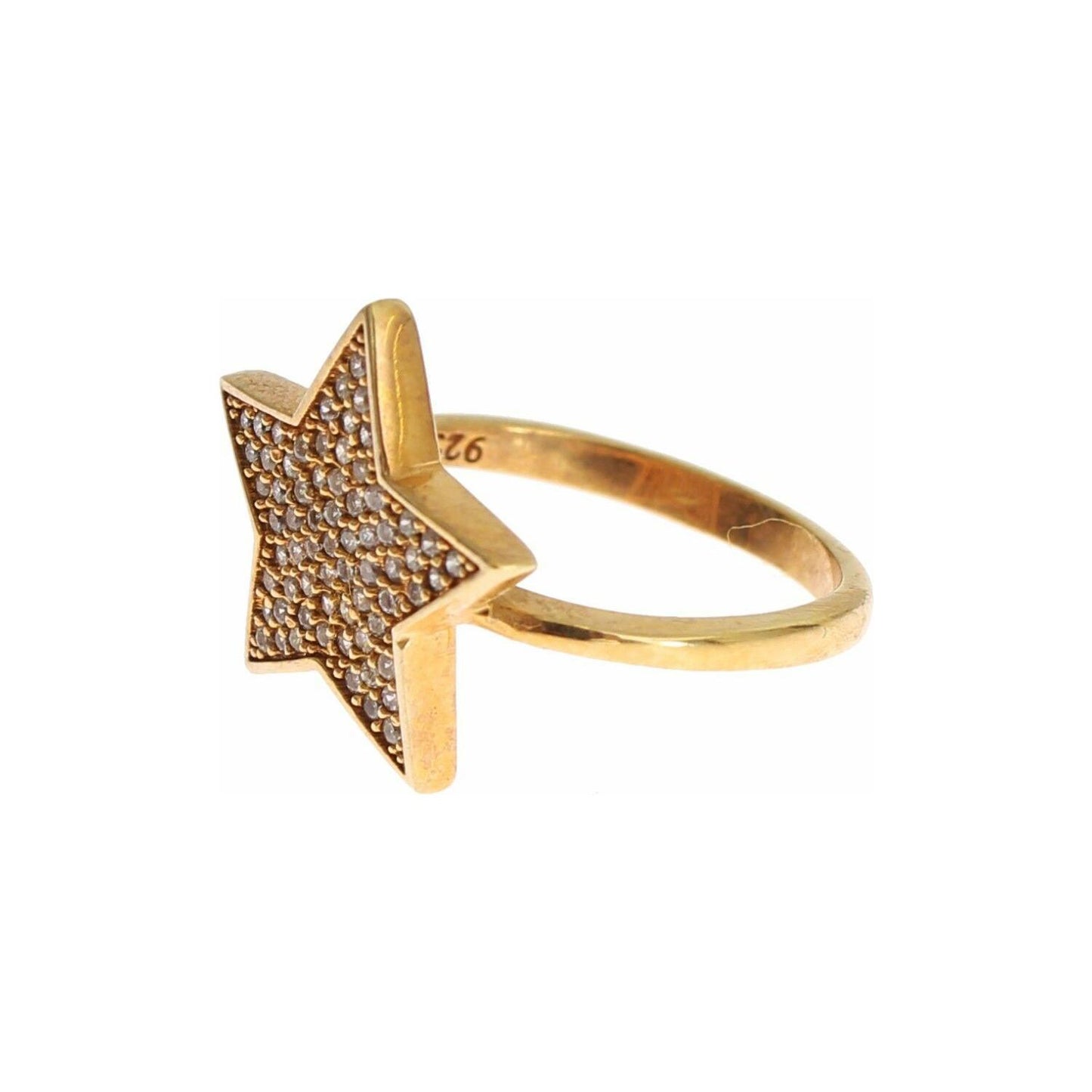 Nialaya Star Gold 925 Silver Womens Clear Ring Nialaya