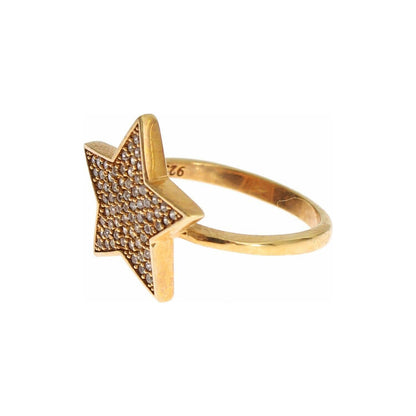 Nialaya Star Gold 925 Silver Womens Clear Ring Nialaya