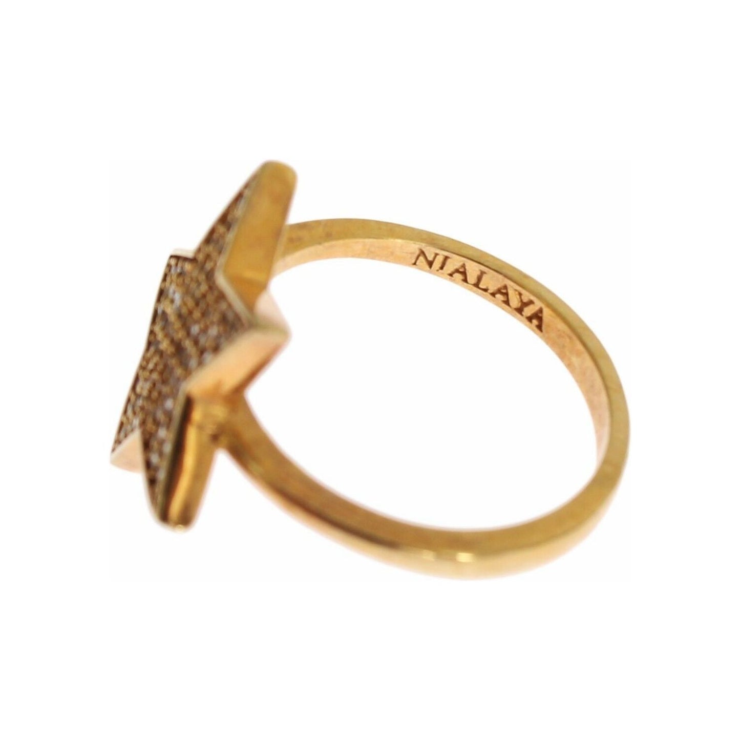 Nialaya Star Gold 925 Silver Womens Clear Ring Nialaya