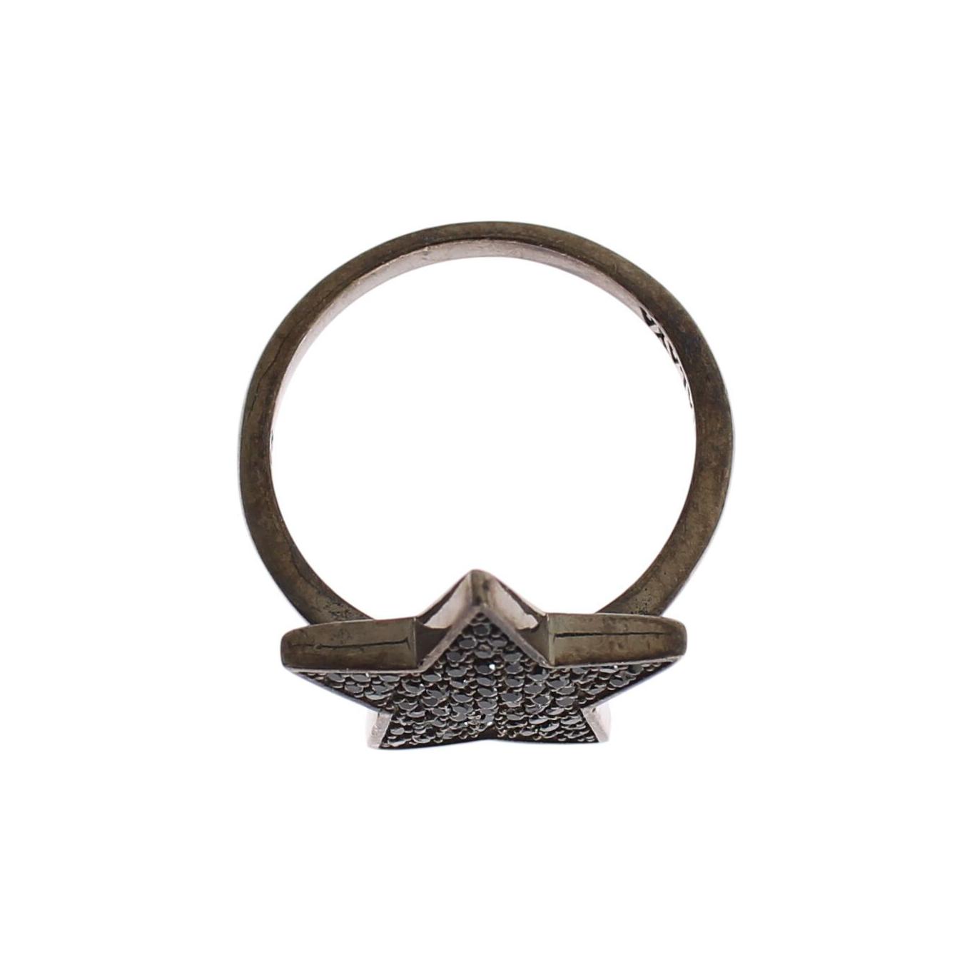 Nialaya Black CZ Star 925 Silver Womens Ring Nialaya