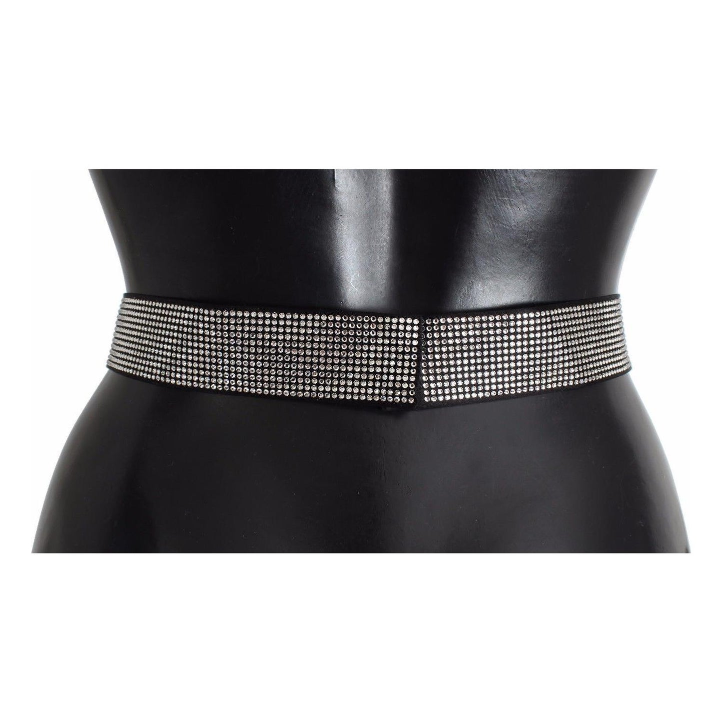 Dolce & Gabbana Black Silk Clear Crystal Bow Waist Belt Dolce & Gabbana