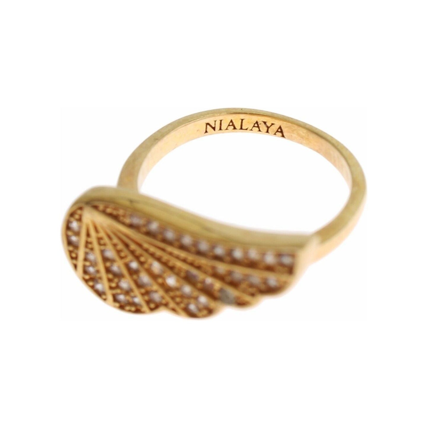 Nialaya Womens Clear CZ Gold 925 Silver Authentic Ring Nialaya