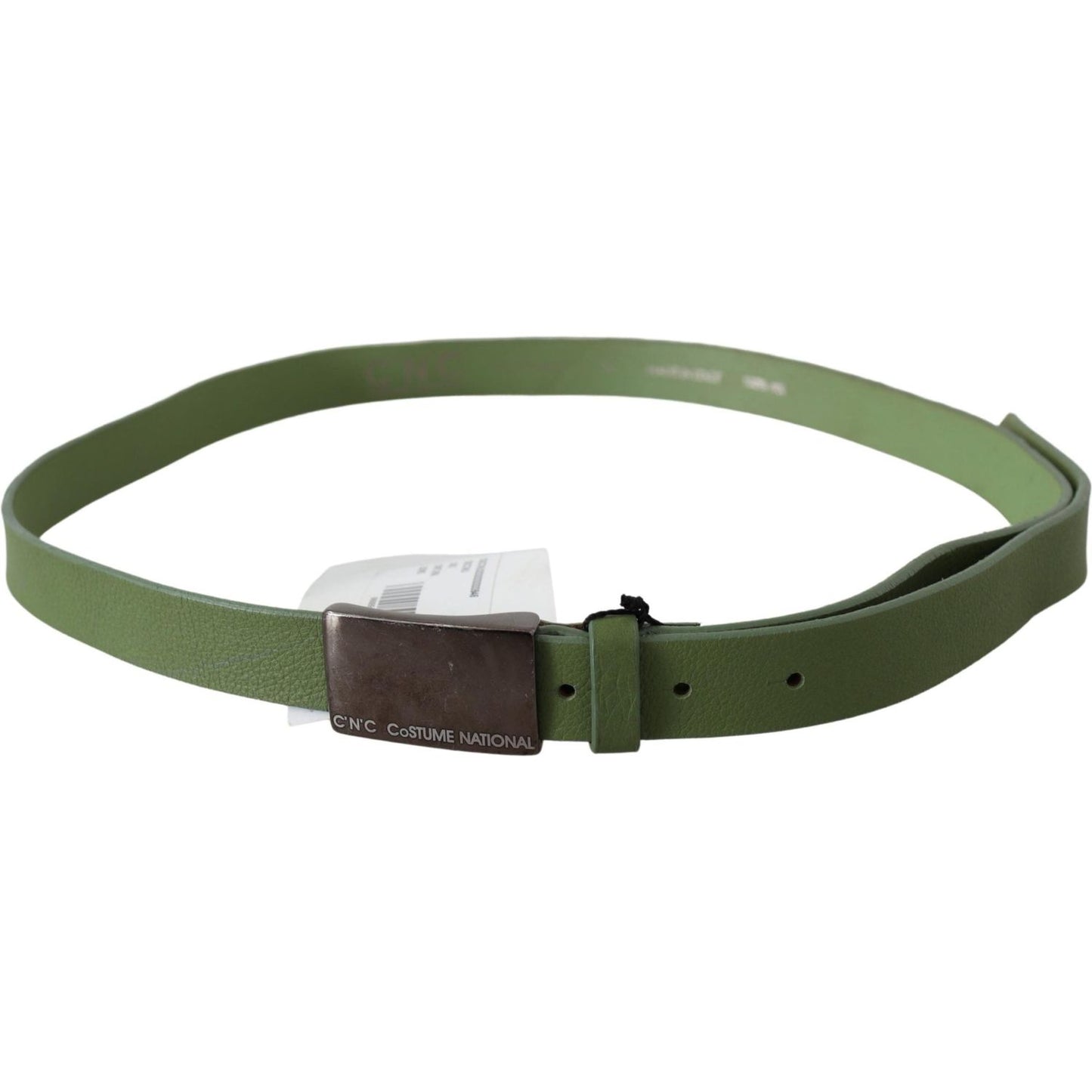 Costume National Green Leather Silver Buckle Waist Men Belt Costume National