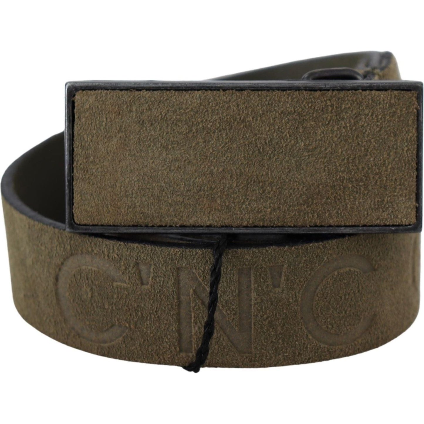 Costume National Chic Army Green Velvet Buckle Leather Belt Belt Costume National