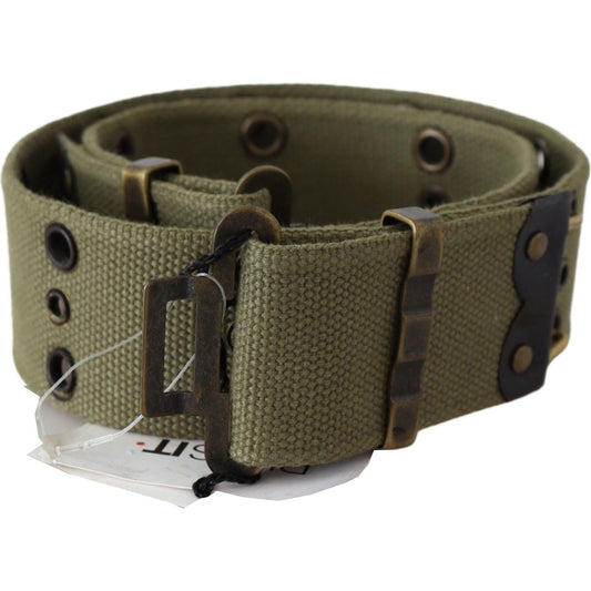 Ermanno Scervino Green 100% Cotton Rustic Bronze Buckle Belt Ermanno Scervino