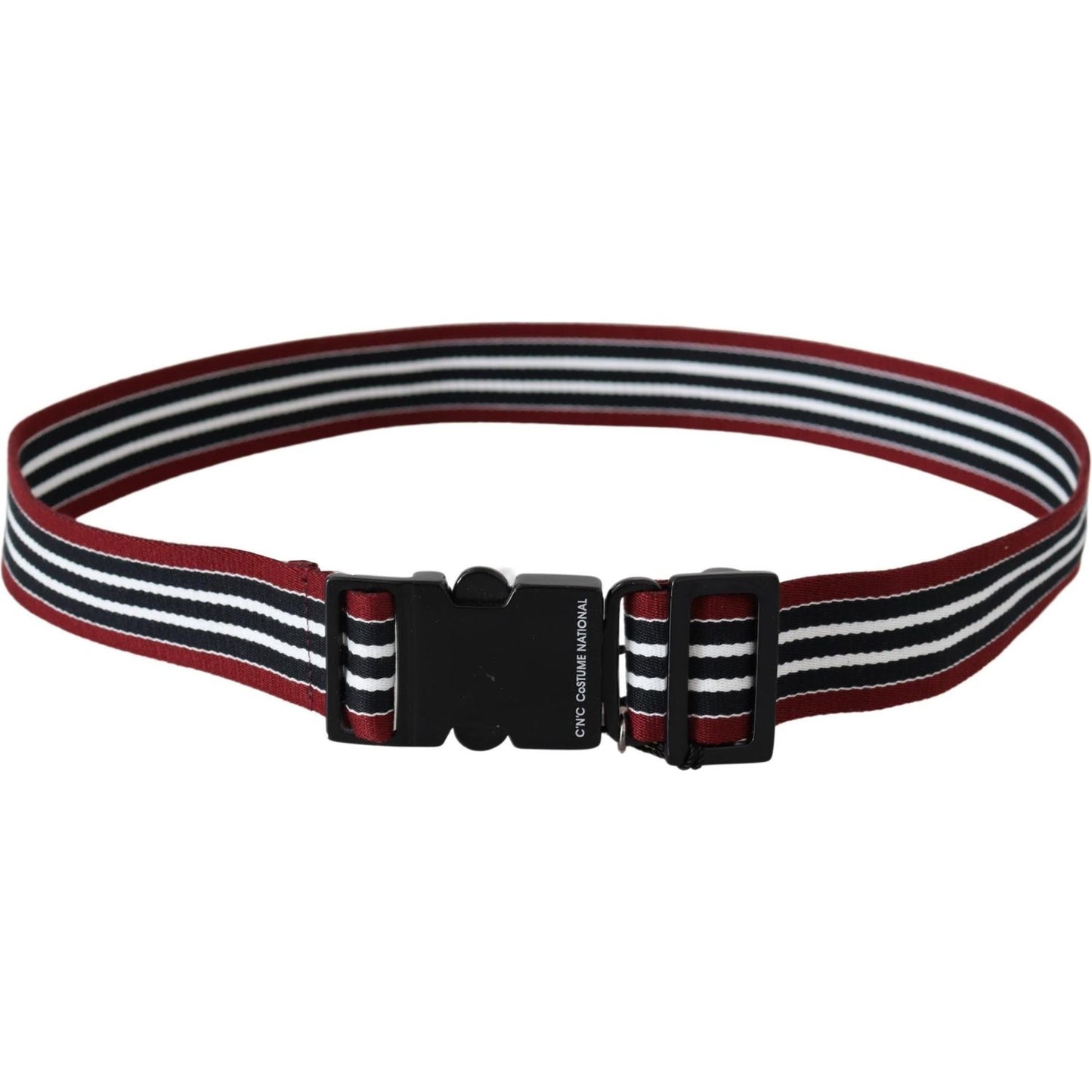 Costume National Striped Leather Fashion Belt in Black & Red Belt Costume National