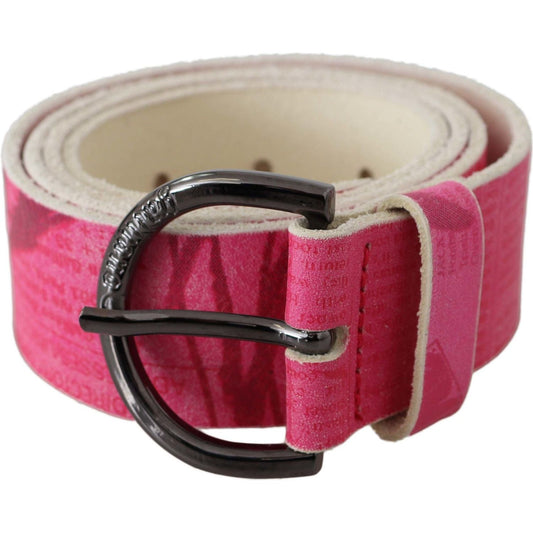 John Galliano Pink Leather Letter Logo Design Round Buckle Belt John Galliano