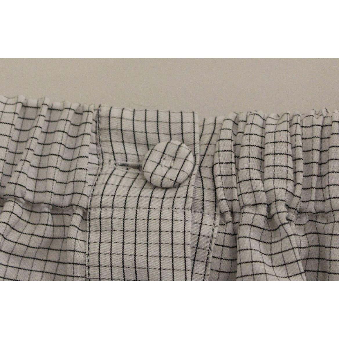 Andrea Incontri White Cotton Checkered Stretch Skirt Andrea Incontri