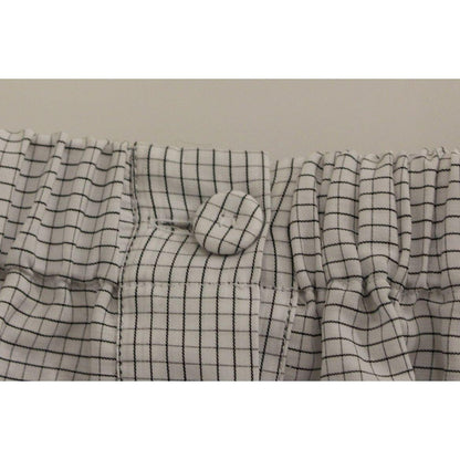 Andrea Incontri White Cotton Checkered Stretch Skirt Andrea Incontri