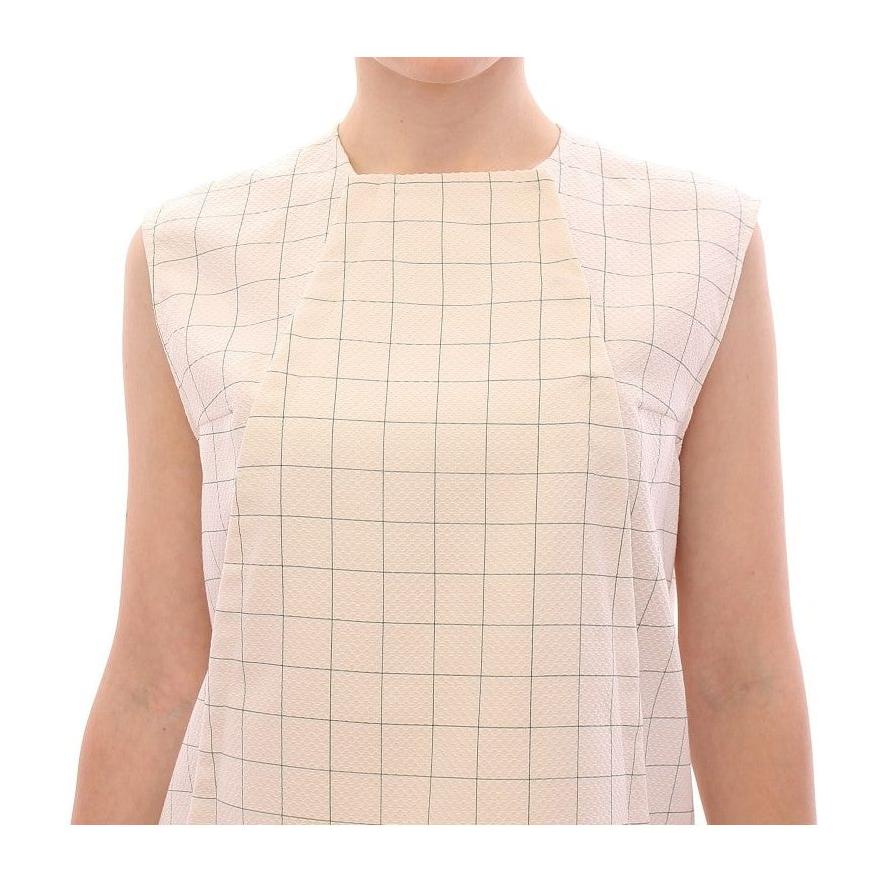 Andrea Incontri White Cotton Checkered Shirt Top Andrea Incontri