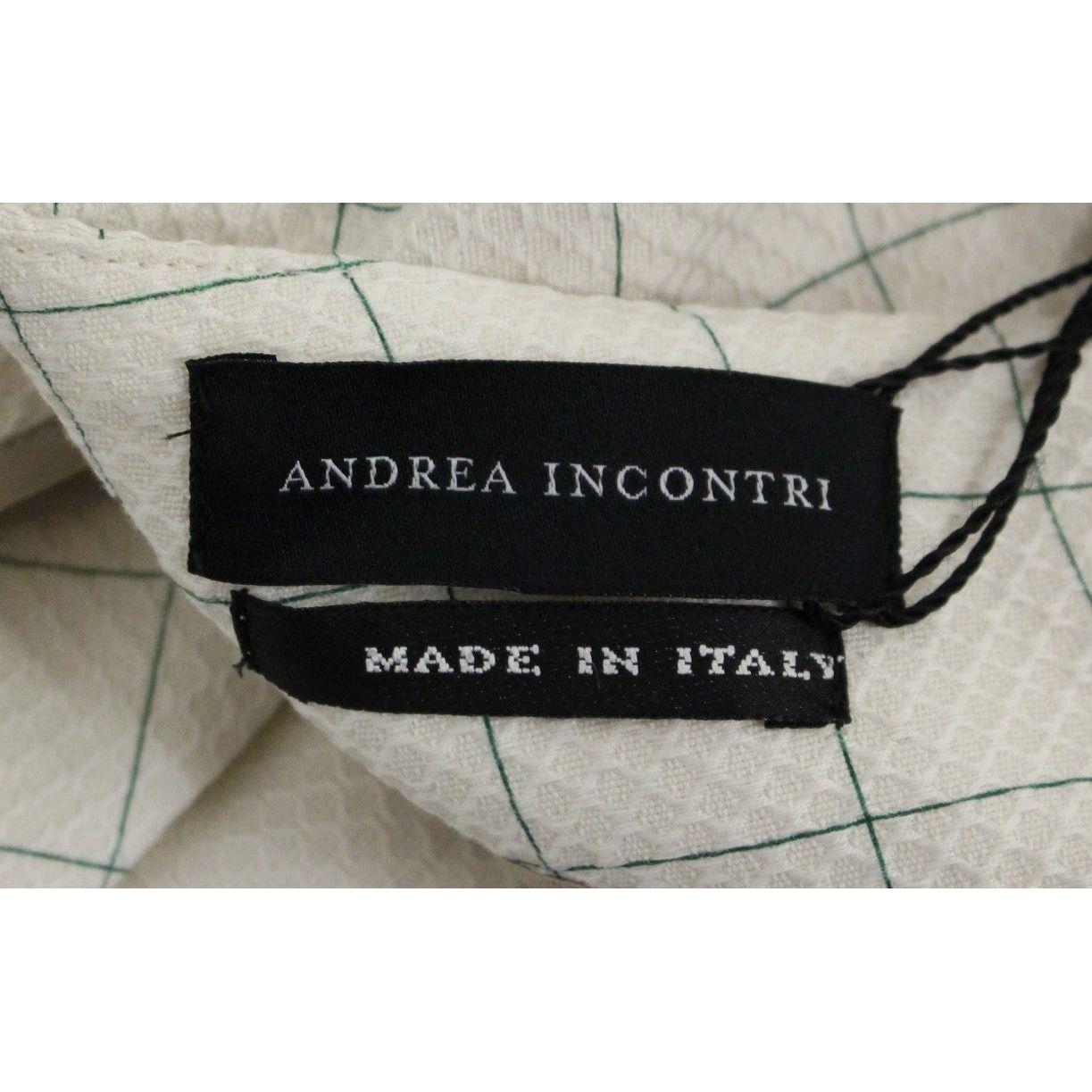 Andrea Incontri White Cotton Checkered Pencil Skirt Andrea Incontri