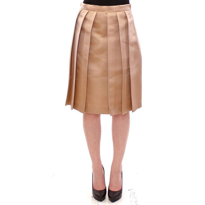 Andrea Incontri Brown Silk Solid Mini Pleated Skirt Andrea Incontri