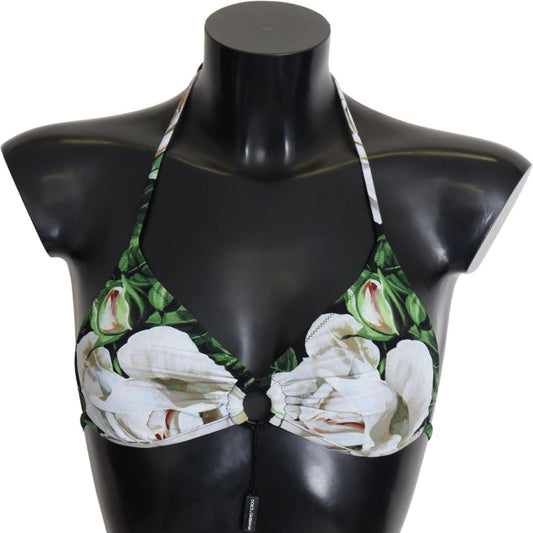 Dolce & Gabbana Multicolor Floral Print Halter Swimwear Bikini Top
