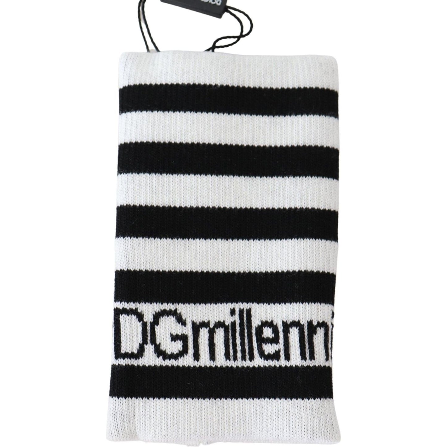 Dolce & Gabbana Black White Wool DGMillennials Wristband Wrap Dolce & Gabbana