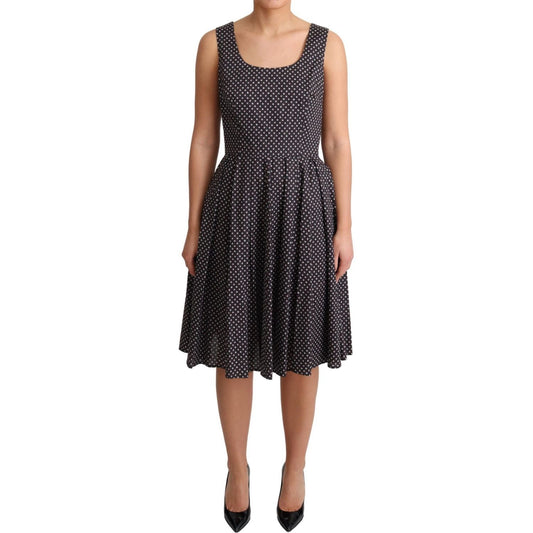 Dolce & Gabbana Black Floral Cotton A-Line Stretch Dress 1728,4% Elastane,67345645728,Black,Clothing,Dolce & Gabbana,Dresses - Clothing,Dresses - Women - Clothing,IT40|S,IT42|M,IT44 | M,Material: 96% Cotton,Midi - Dresses - Clothing,New with tags,Pattern