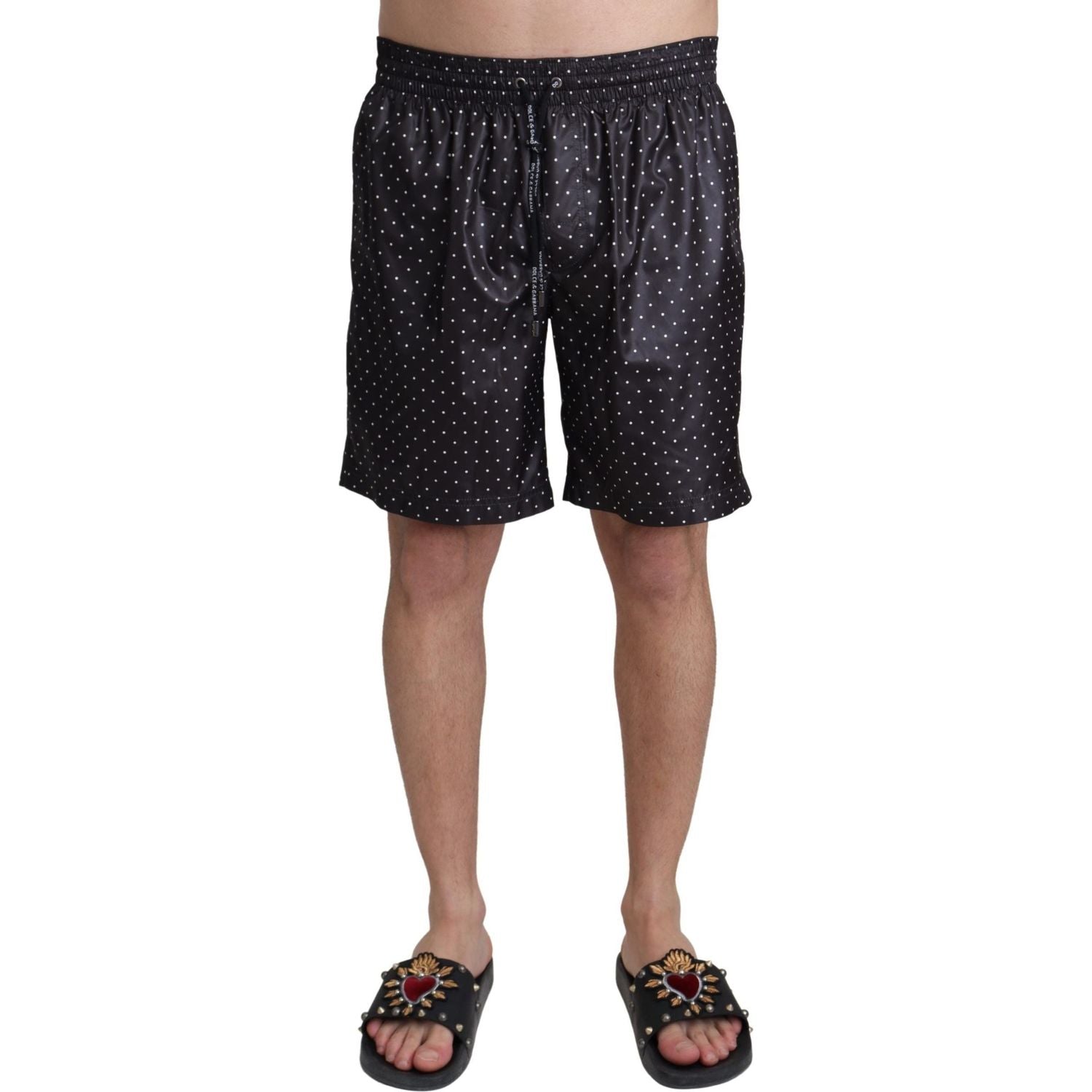 Dolce & Gabbana Black Polka Dot Print Beachwear Swimwear