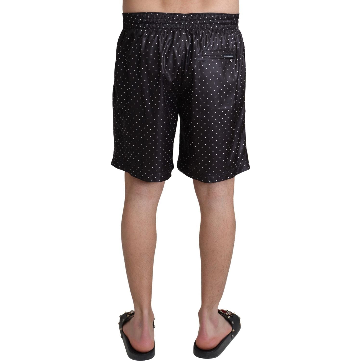 Dolce & Gabbana Black Polka Dot Print Beachwear Swimwear