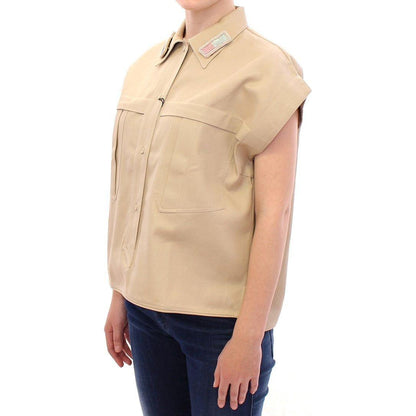 Andrea Incontri Beige Sleeveless Blouse Top Andrea Incontri