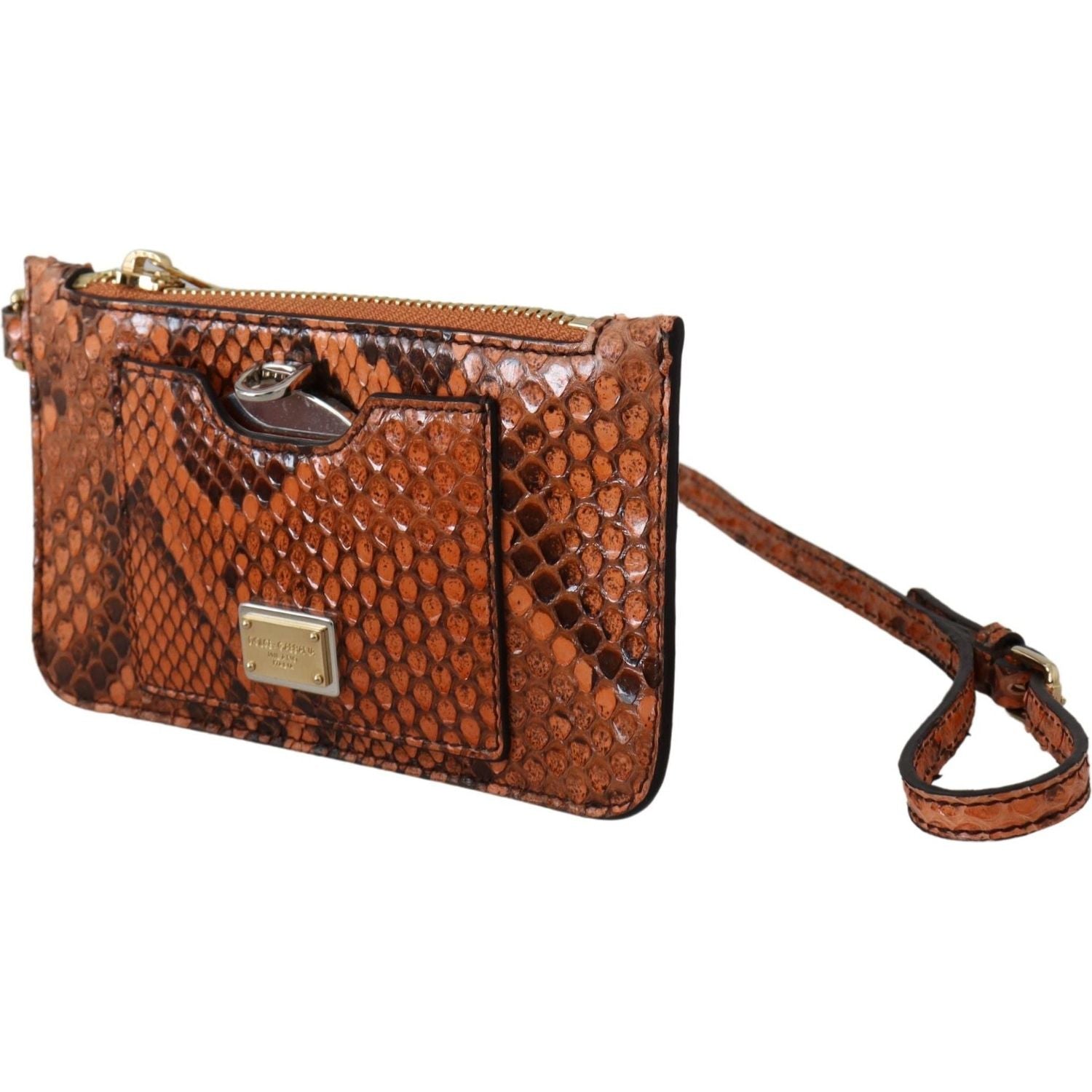 Dolce & Gabbana Brown Leather Coin Purse Wristlet Mirror AGNESE Wallet