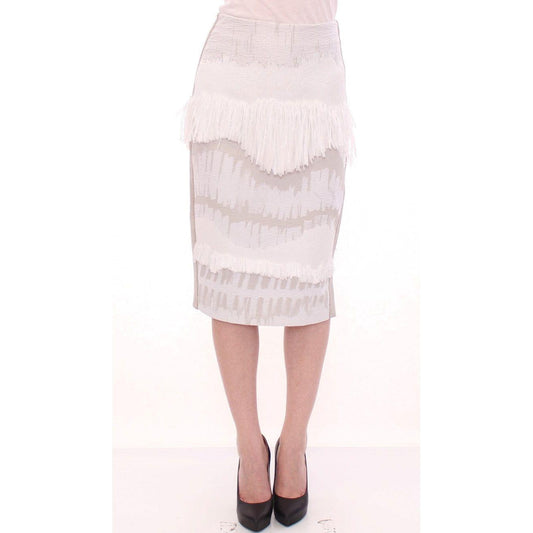 Arzu Kaprol White Acrylic Straight Pencil Skirt Arzu Kaprol